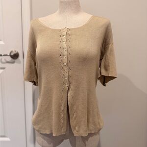 Tahari 100% silk Beige Button-Up Women's Top